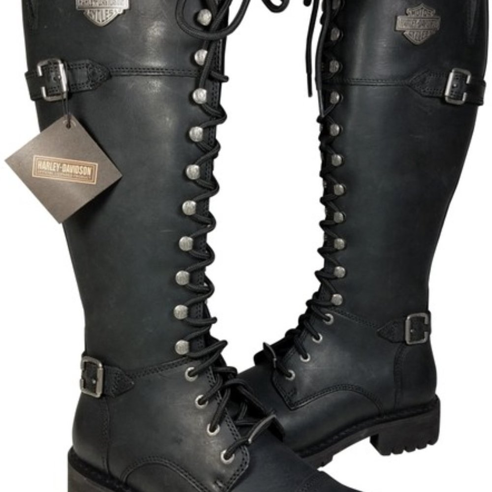 Harley-Davidson Women's Lomita D83856 15.25-Inch Black Motorcycle Boots size 8